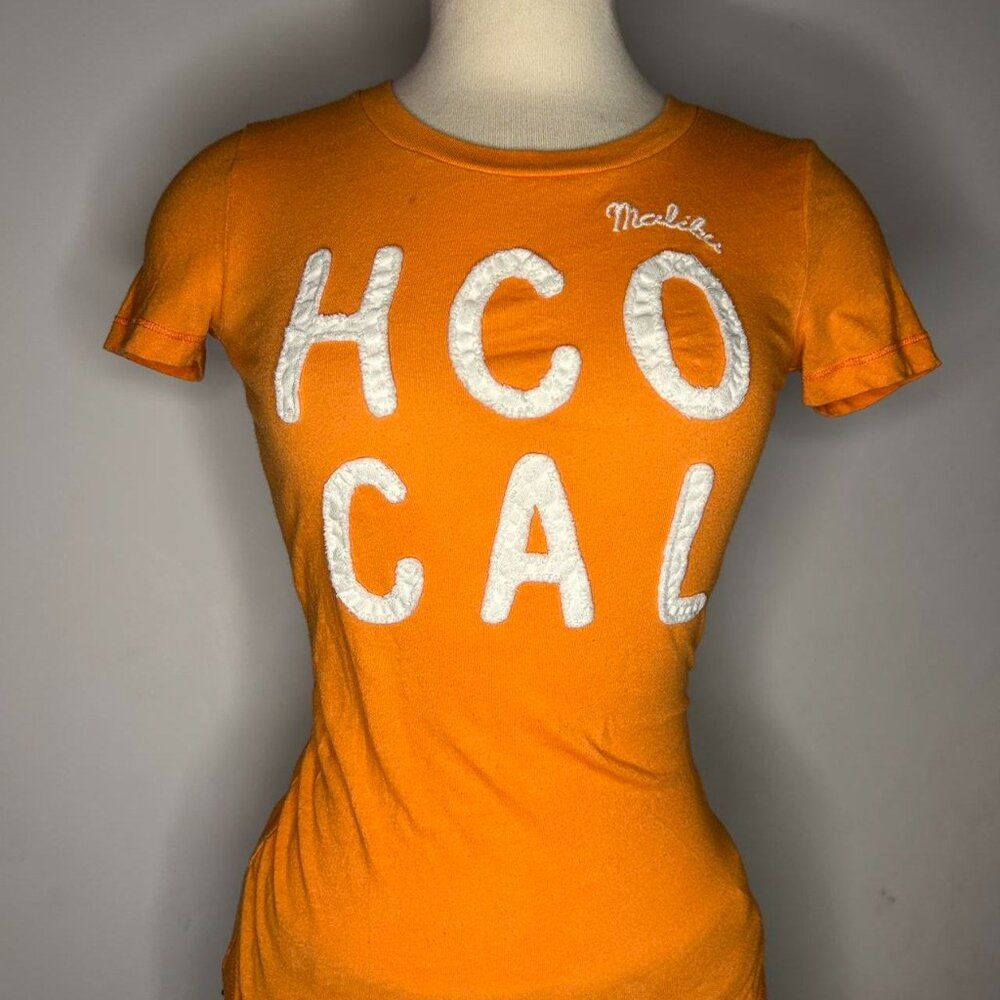 Vintage Hollister Fitted T Shirt Baby Tee with distressed letter